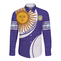 Custom Argentina Football Long Sleeve Button Shirt Vamos La Albiceleste - Purple Version - Wonder Print Shop