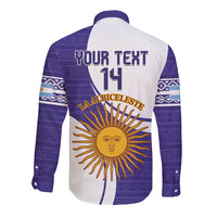 Custom Argentina Football Long Sleeve Button Shirt Vamos La Albiceleste - Purple Version - Wonder Print Shop