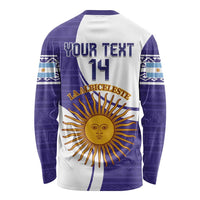 Custom Argentina Football Long Sleeve Shirt Vamos La Albiceleste - Purple Version - Wonder Print Shop