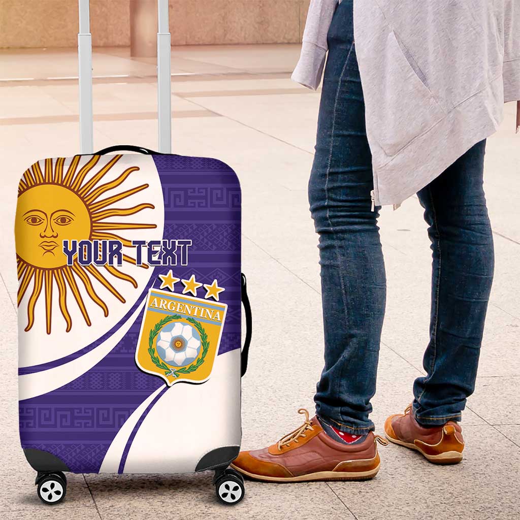 Custom Argentina Football Luggage Cover Vamos La Albiceleste - Purple Version - Wonder Print Shop