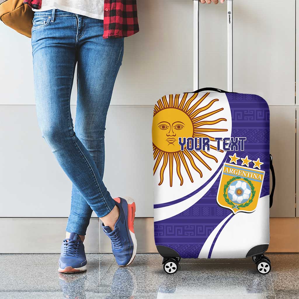 Custom Argentina Football Luggage Cover Vamos La Albiceleste - Purple Version - Wonder Print Shop