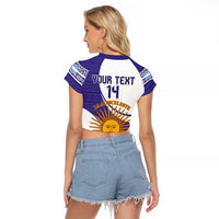 Custom Argentina Football Raglan Cropped T Shirt Vamos La Albiceleste - Purple Version - Wonder Print Shop
