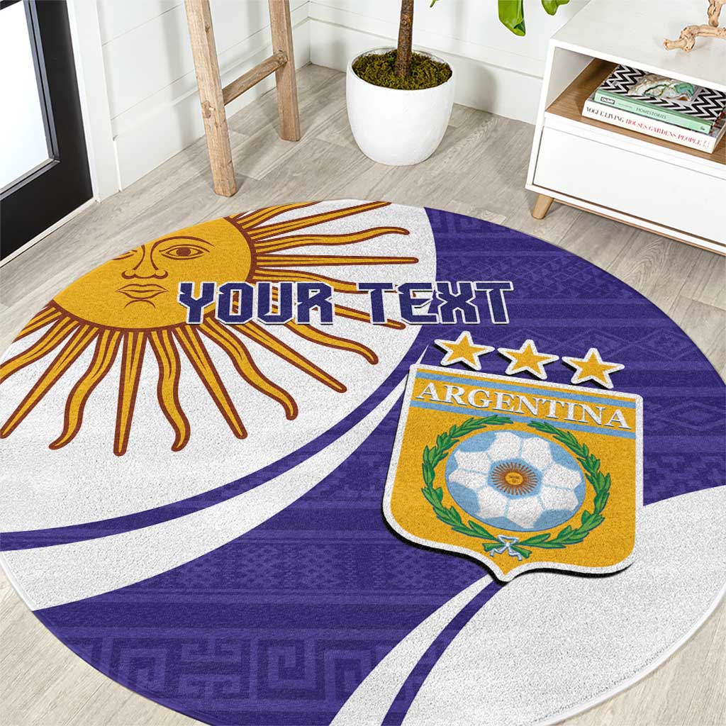 Custom Argentina Football Round Carpet Vamos La Albiceleste - Purple Version