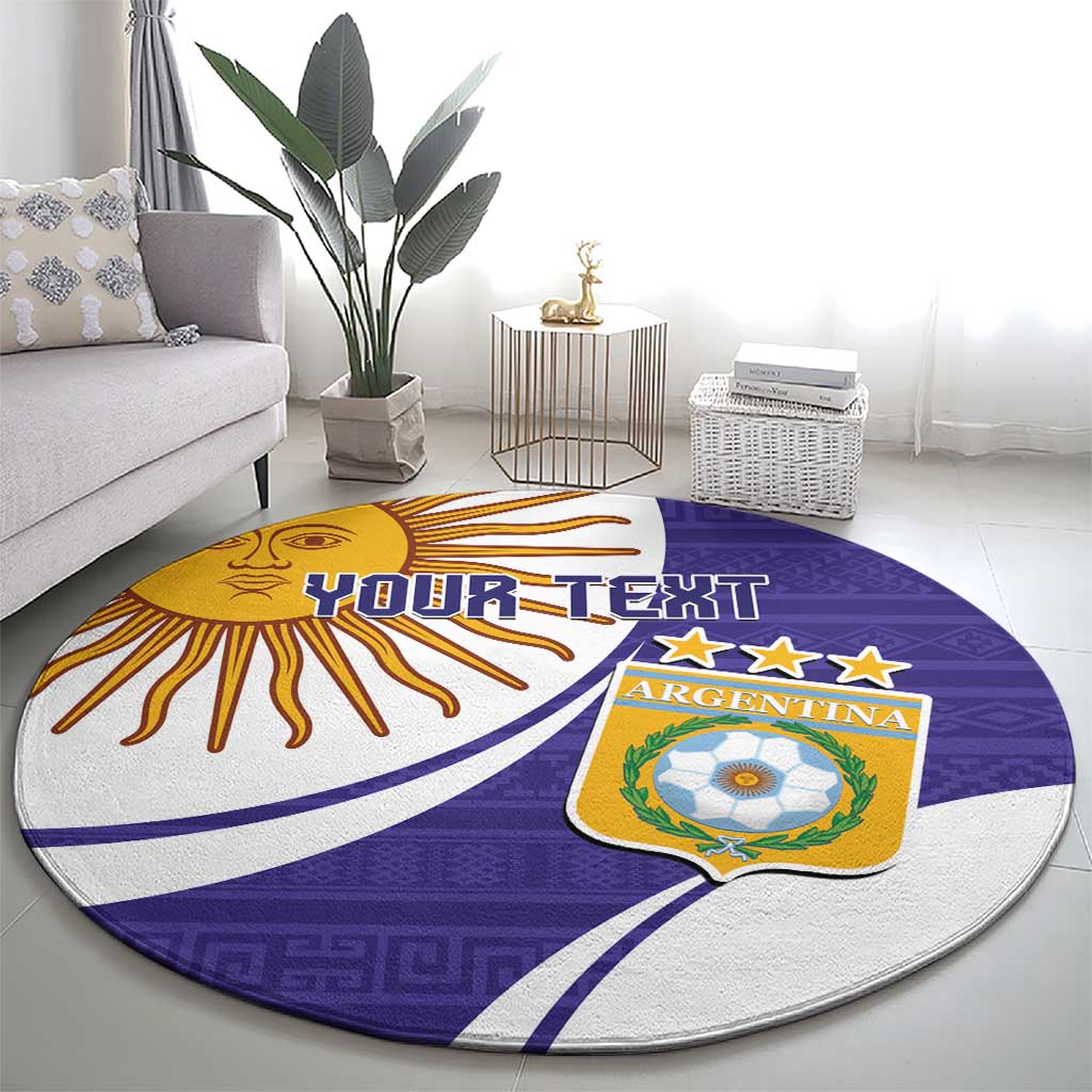 Custom Argentina Football Round Carpet Vamos La Albiceleste - Purple Version