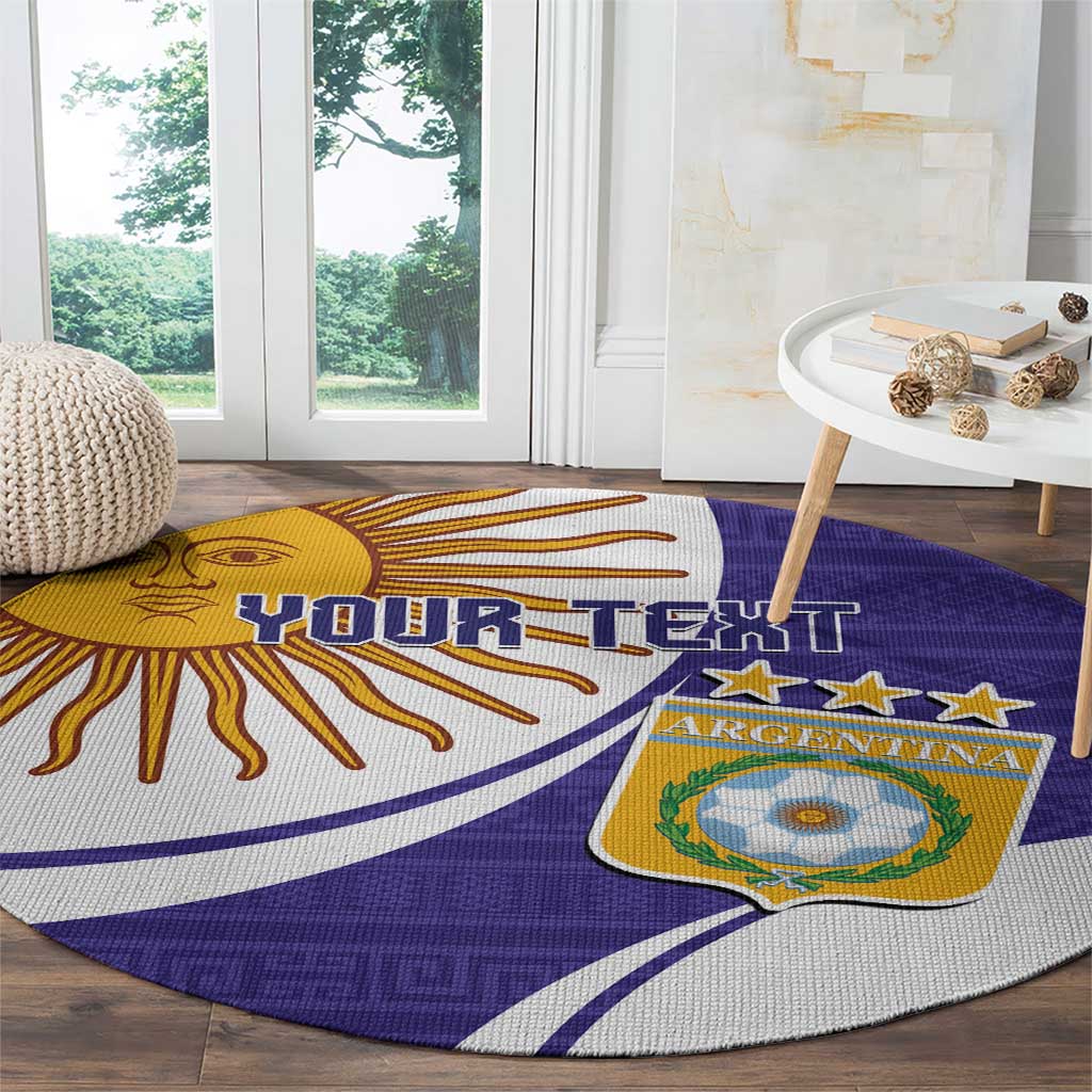 Custom Argentina Football Round Carpet Vamos La Albiceleste - Purple Version