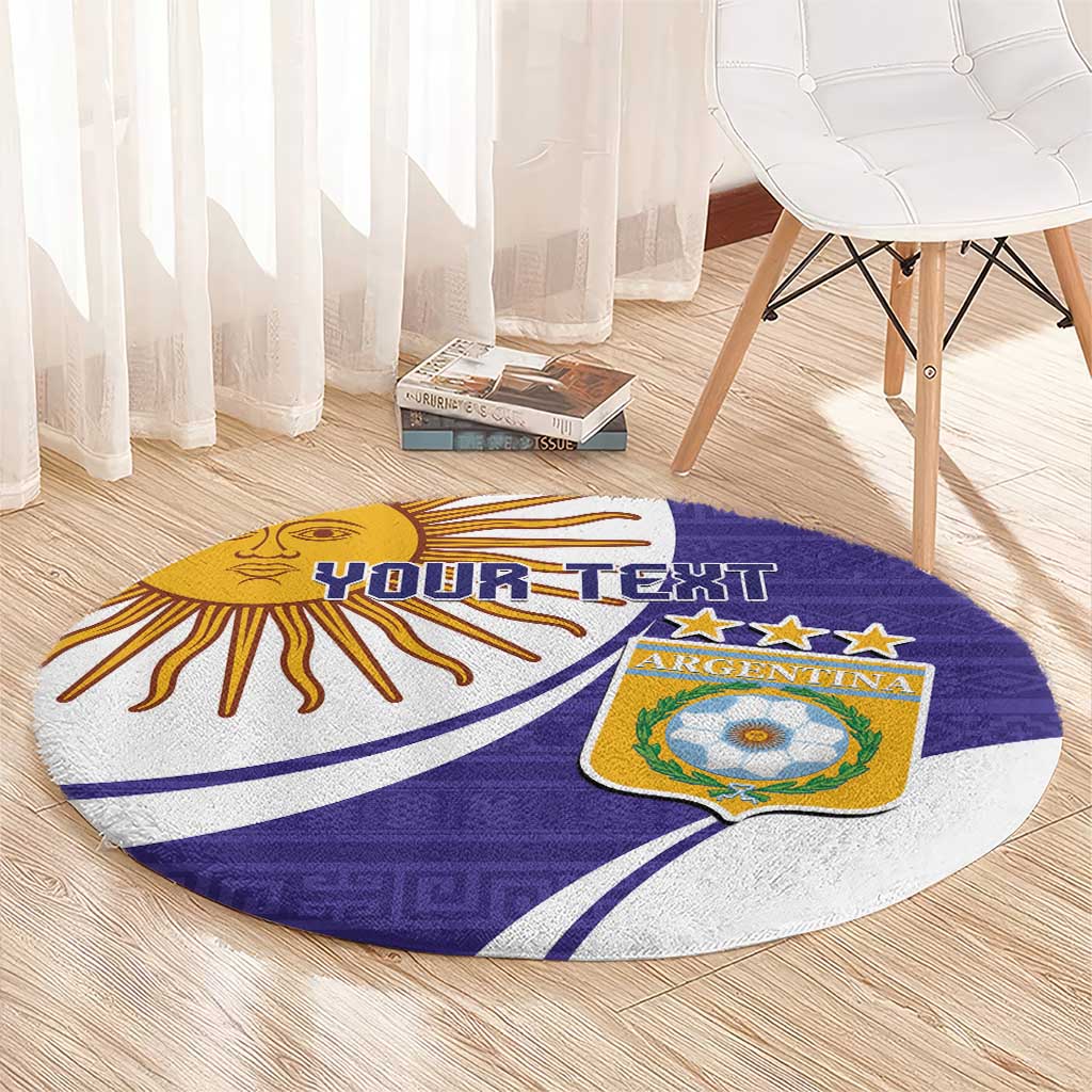 Custom Argentina Football Round Carpet Vamos La Albiceleste - Purple Version