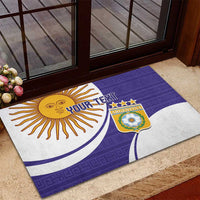 Custom Argentina Football Rubber Doormat Vamos La Albiceleste - Purple Version - Wonder Print Shop