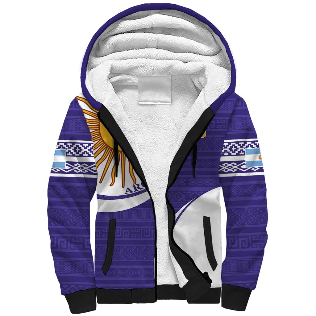 Custom Argentina Football Sherpa Hoodie Vamos La Albiceleste - Purple Version - Wonder Print Shop
