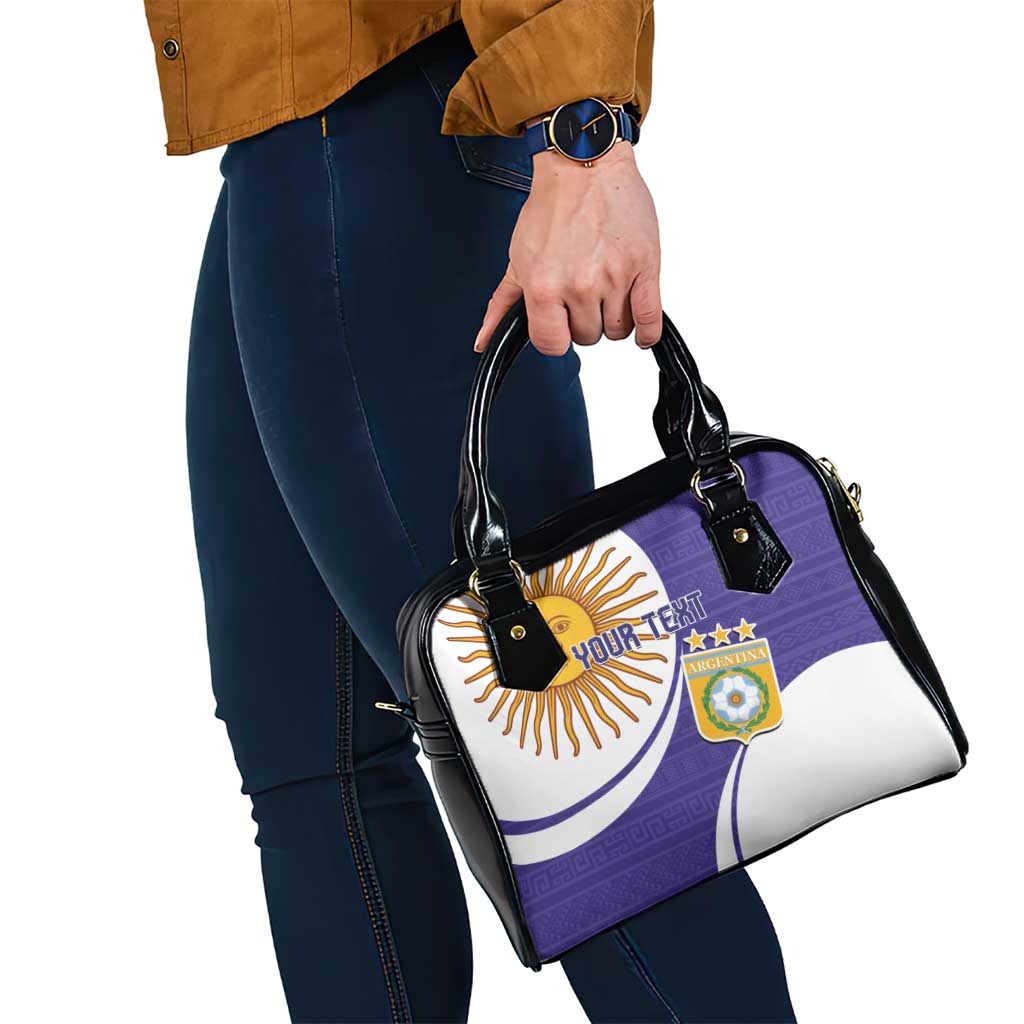 Custom Argentina Football Shoulder Handbag Vamos La Albiceleste - Purple Version