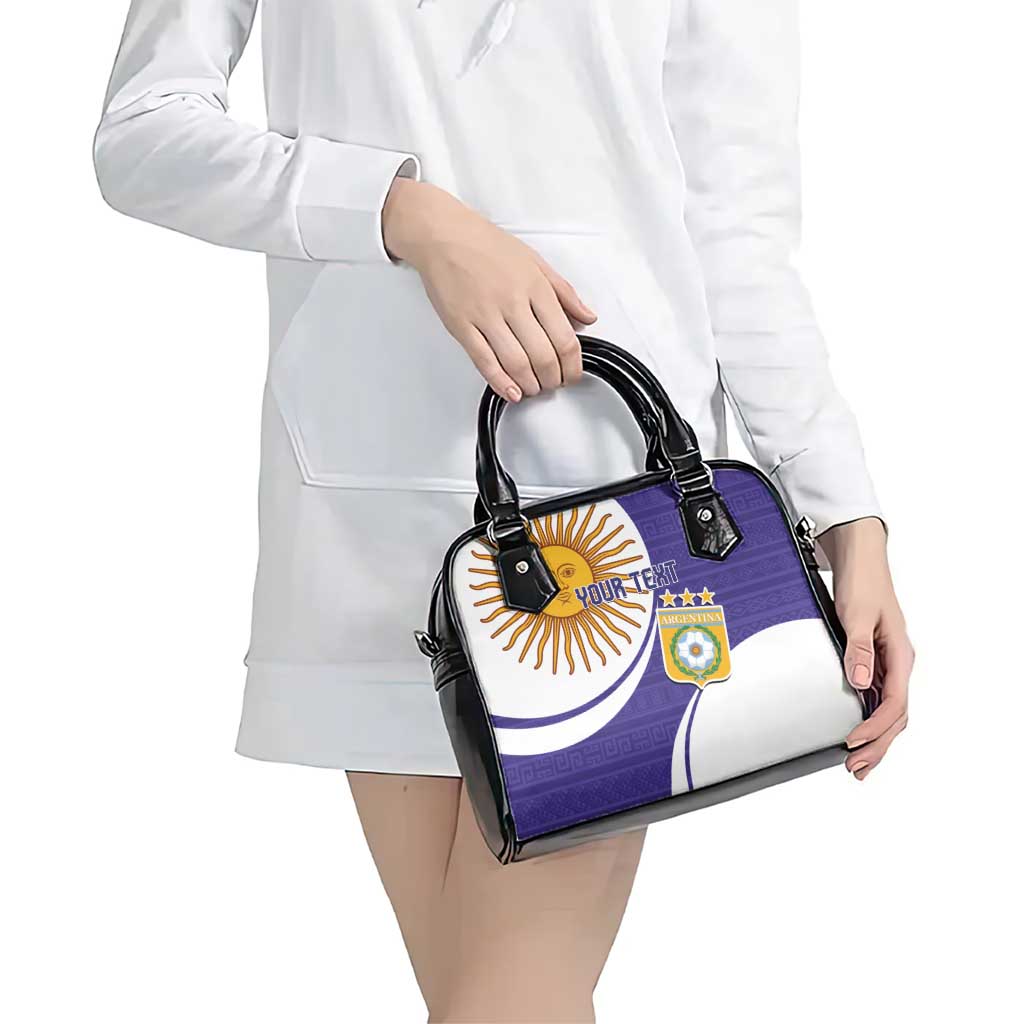 Custom Argentina Football Shoulder Handbag Vamos La Albiceleste - Purple Version