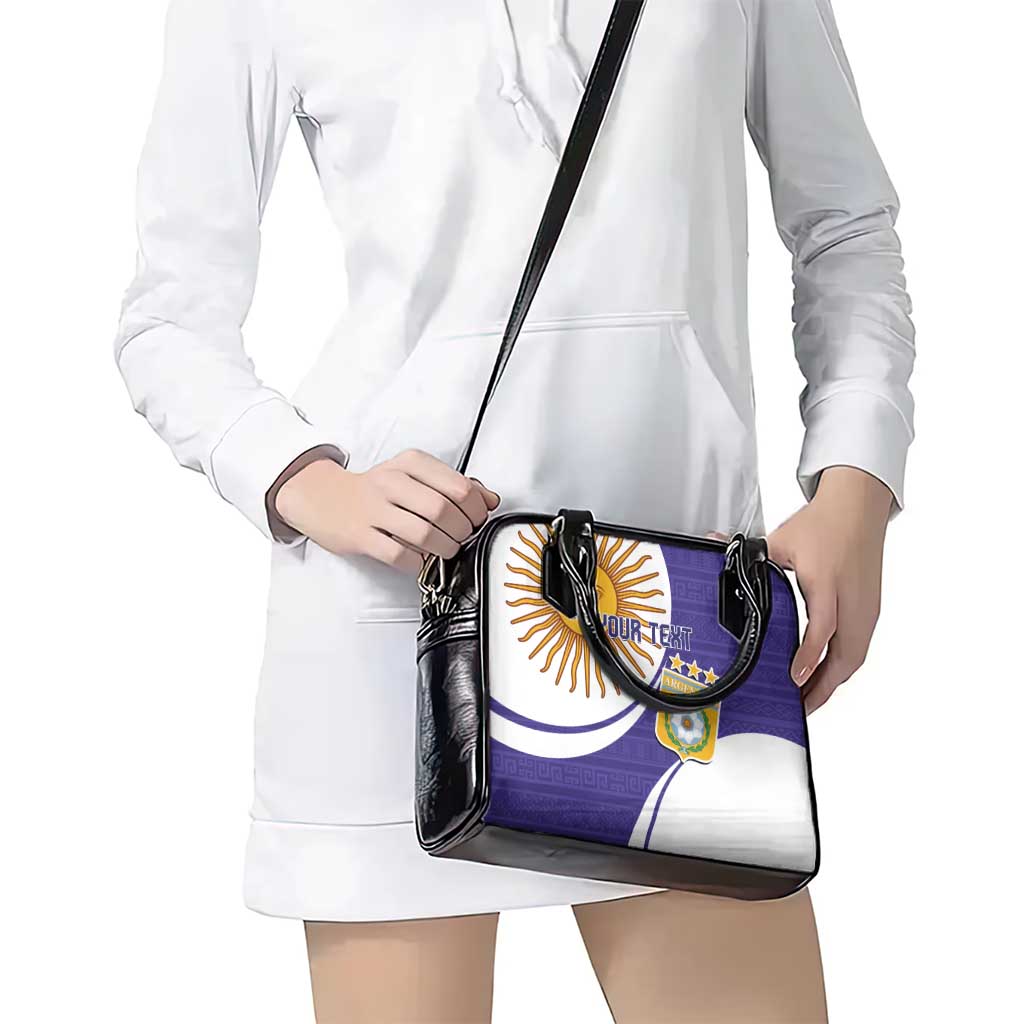 Custom Argentina Football Shoulder Handbag Vamos La Albiceleste - Purple Version
