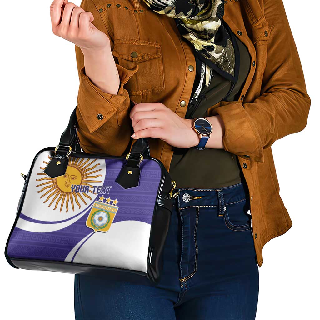 Custom Argentina Football Shoulder Handbag Vamos La Albiceleste - Purple Version