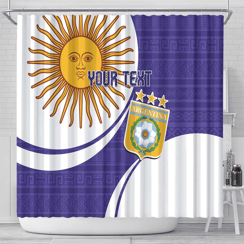 Custom Argentina Football Shower Curtain Vamos La Albiceleste - Purple Version