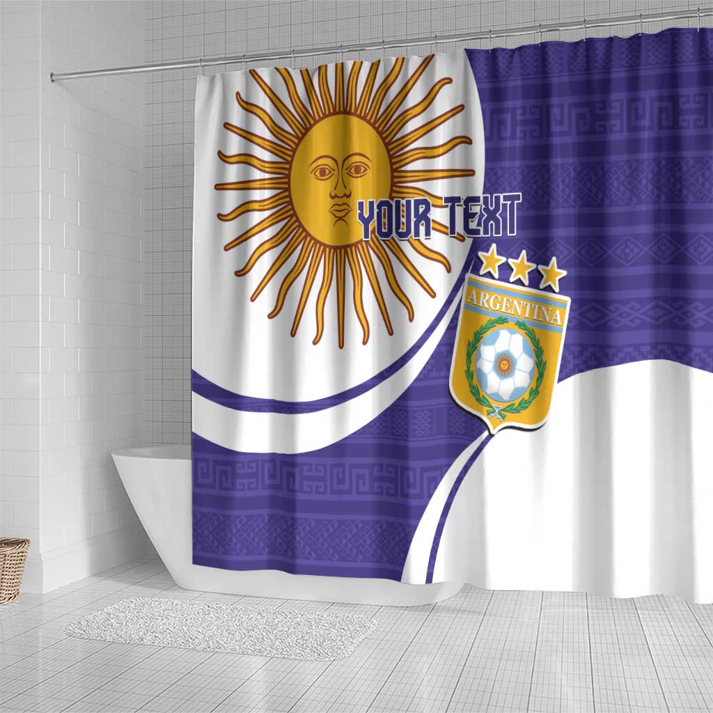 Custom Argentina Football Shower Curtain Vamos La Albiceleste - Purple Version