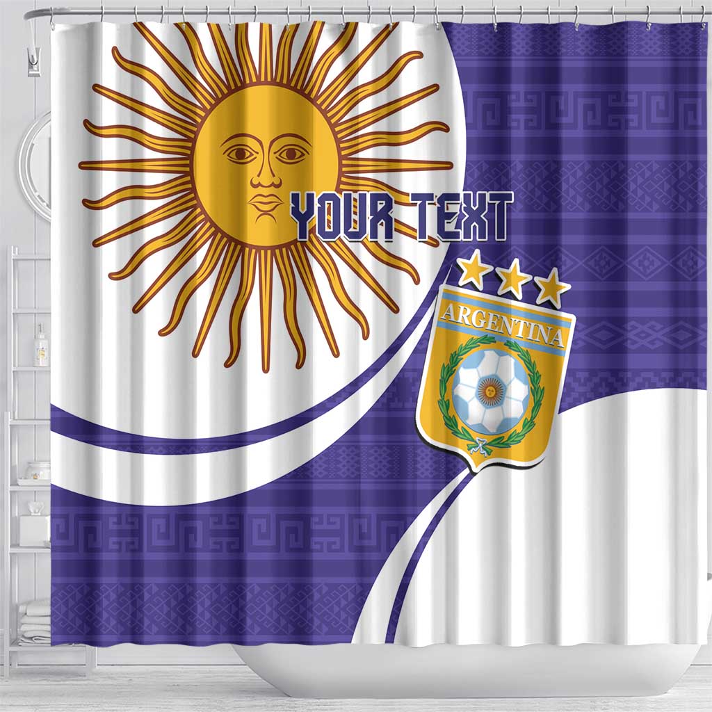 Custom Argentina Football Shower Curtain Vamos La Albiceleste - Purple Version