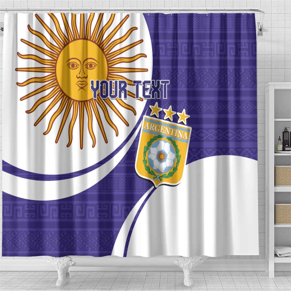 Custom Argentina Football Shower Curtain Vamos La Albiceleste - Purple Version