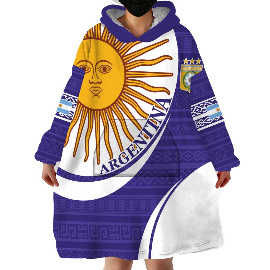 Custom Argentina Football Wearable Blanket Hoodie Vamos La Albiceleste - Purple Version - Wonder Print Shop