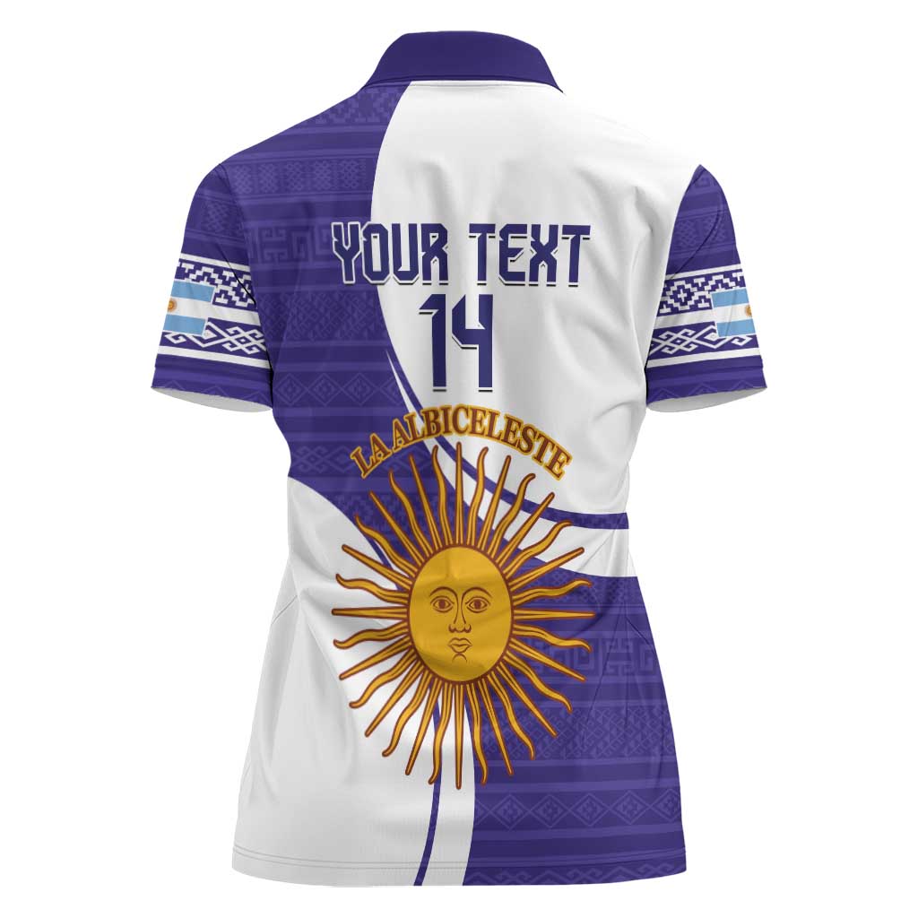 Custom Argentina Football Women Polo Shirt Vamos La Albiceleste - Purple Version - Wonder Print Shop