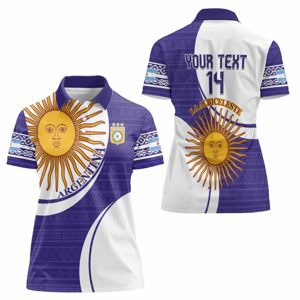 Custom Argentina Football Women Polo Shirt Vamos La Albiceleste - Purple Version - Wonder Print Shop