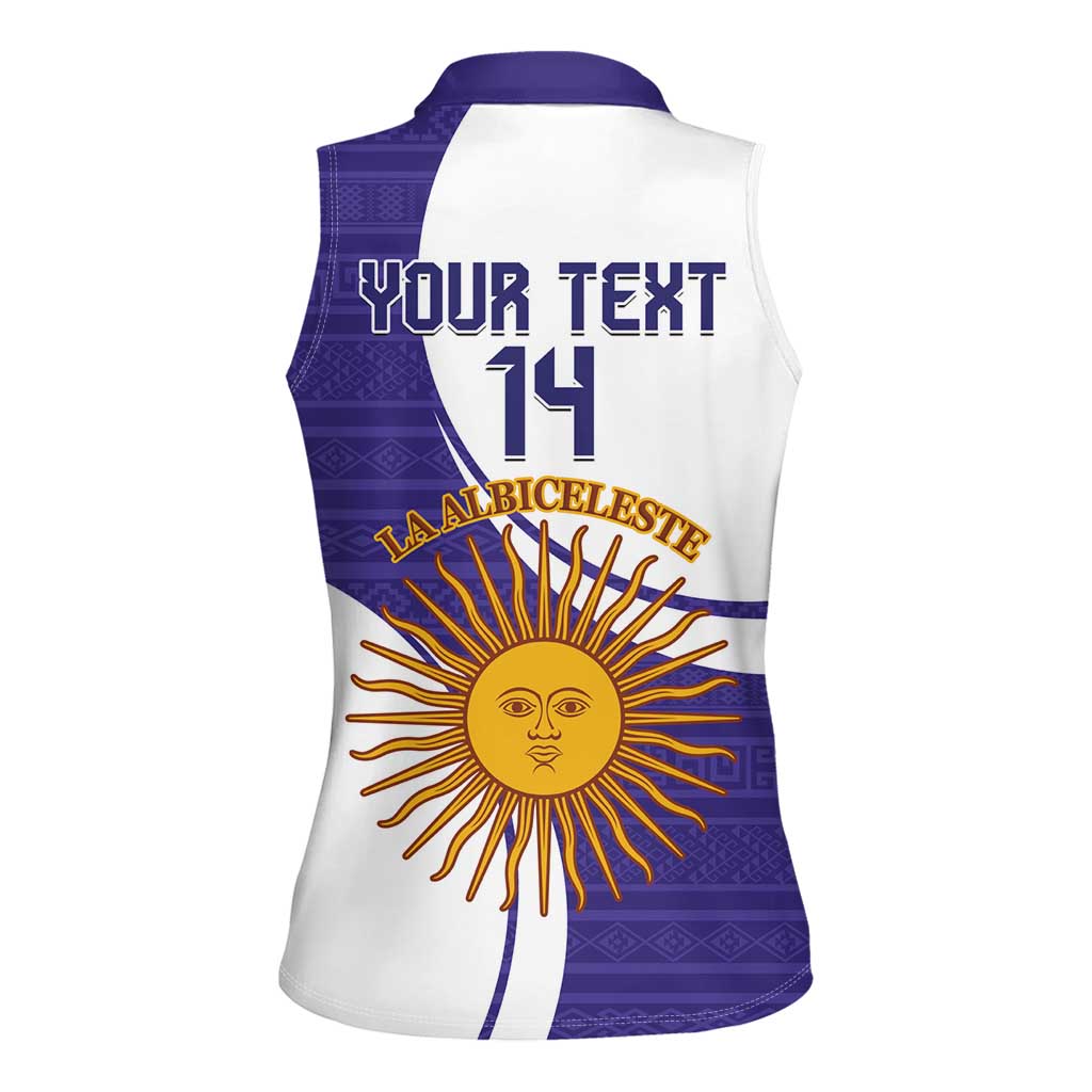 Custom Argentina Football Women Sleeveless Polo Shirt Vamos La Albiceleste - Purple Version - Wonder Print Shop