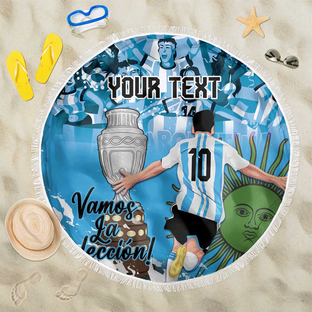 Custom Argentina Football 2024 Beach Blanket Vamos La Seleccion We Are The Champions - Wonder Print Shop