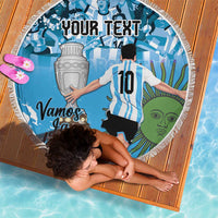Custom Argentina Football 2024 Beach Blanket Vamos La Seleccion We Are The Champions - Wonder Print Shop