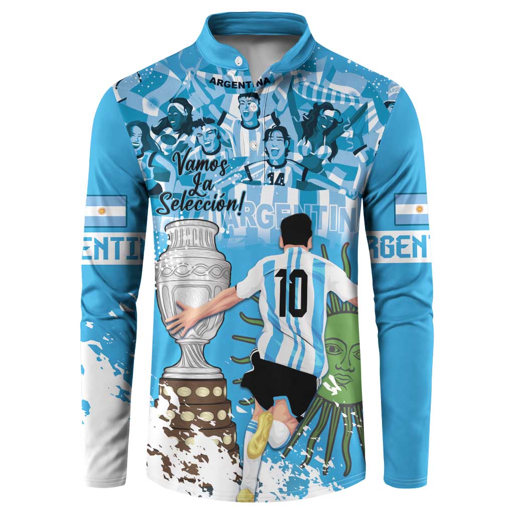 Custom Argentina Football 2024 Button Sweatshirt Vamos La Seleccion We Are The Champions - Wonder Print Shop