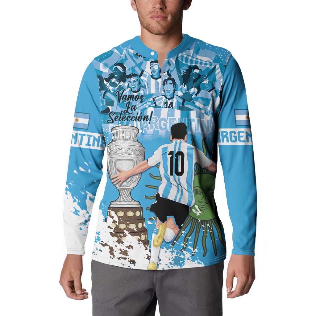 Custom Argentina Football 2024 Button Sweatshirt Vamos La Seleccion We Are The Champions - Wonder Print Shop