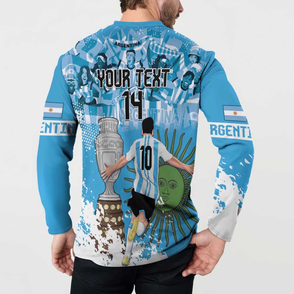 Custom Argentina Football 2024 Button Sweatshirt Vamos La Seleccion We Are The Champions - Wonder Print Shop