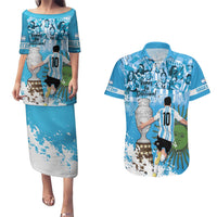 Custom Argentina Football 2024 Couples Matching Puletasi and Hawaiian Shirt Vamos La Seleccion We Are The Champions - Wonder Print Shop