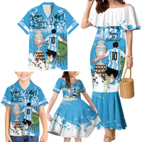 Custom Argentina Football 2024 Family Matching Mermaid Dress and Hawaiian Shirt Vamos La Seleccion We Are The Champions - Wonder Print Shop