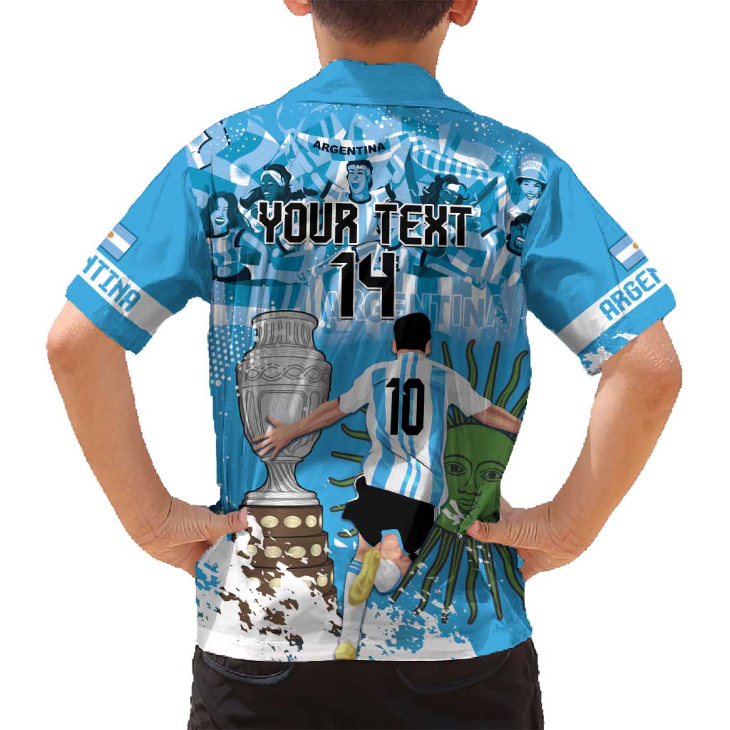 Custom Argentina Football 2024 Family Matching Off Shoulder Maxi Dress and Hawaiian Shirt Vamos La Seleccion We Are The Champions - Wonder Print Shop