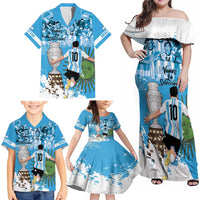 Custom Argentina Football 2024 Family Matching Off Shoulder Maxi Dress and Hawaiian Shirt Vamos La Seleccion We Are The Champions - Wonder Print Shop