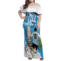 Custom Argentina Football 2024 Family Matching Off Shoulder Maxi Dress and Hawaiian Shirt Vamos La Seleccion We Are The Champions - Wonder Print Shop