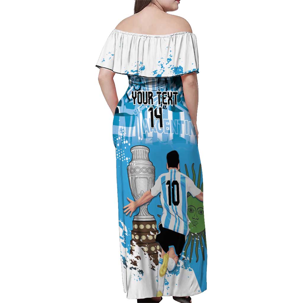 Custom Argentina Football 2024 Family Matching Off Shoulder Maxi Dress and Hawaiian Shirt Vamos La Seleccion We Are The Champions - Wonder Print Shop