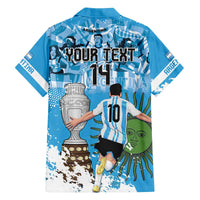 Custom Argentina Football 2024 Family Matching Off Shoulder Short Dress and Hawaiian Shirt Vamos La Seleccion We Are The Champions - Wonder Print Shop