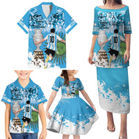 Custom Argentina Football 2024 Family Matching Puletasi and Hawaiian Shirt Vamos La Seleccion We Are The Champions - Wonder Print Shop