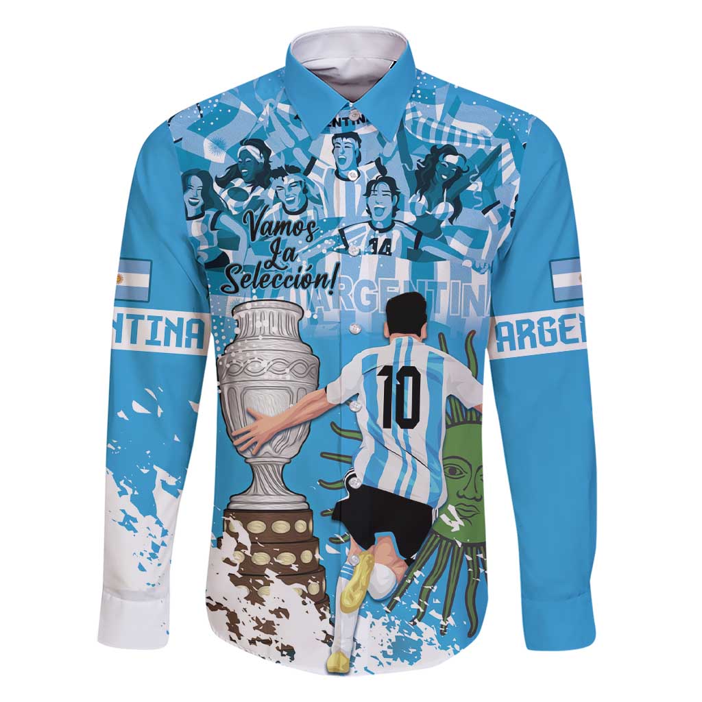 Custom Argentina Football 2024 Family Matching Short Sleeve Bodycon Dress and Hawaiian Shirt Vamos La Seleccion We Are The Champions - Wonder Print Shop