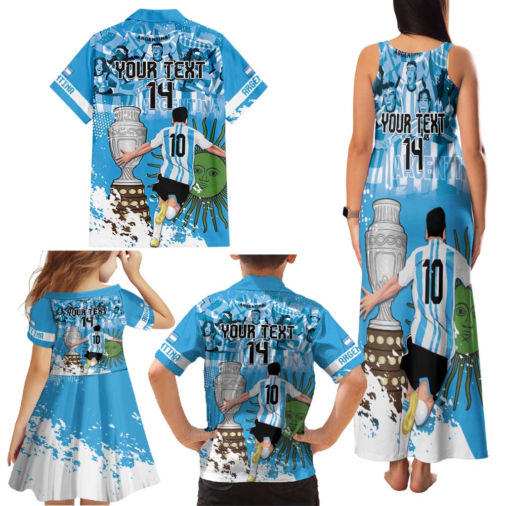 Custom Argentina Football 2024 Family Matching Tank Maxi Dress and Hawaiian Shirt Vamos La Seleccion We Are The Champions - Wonder Print Shop