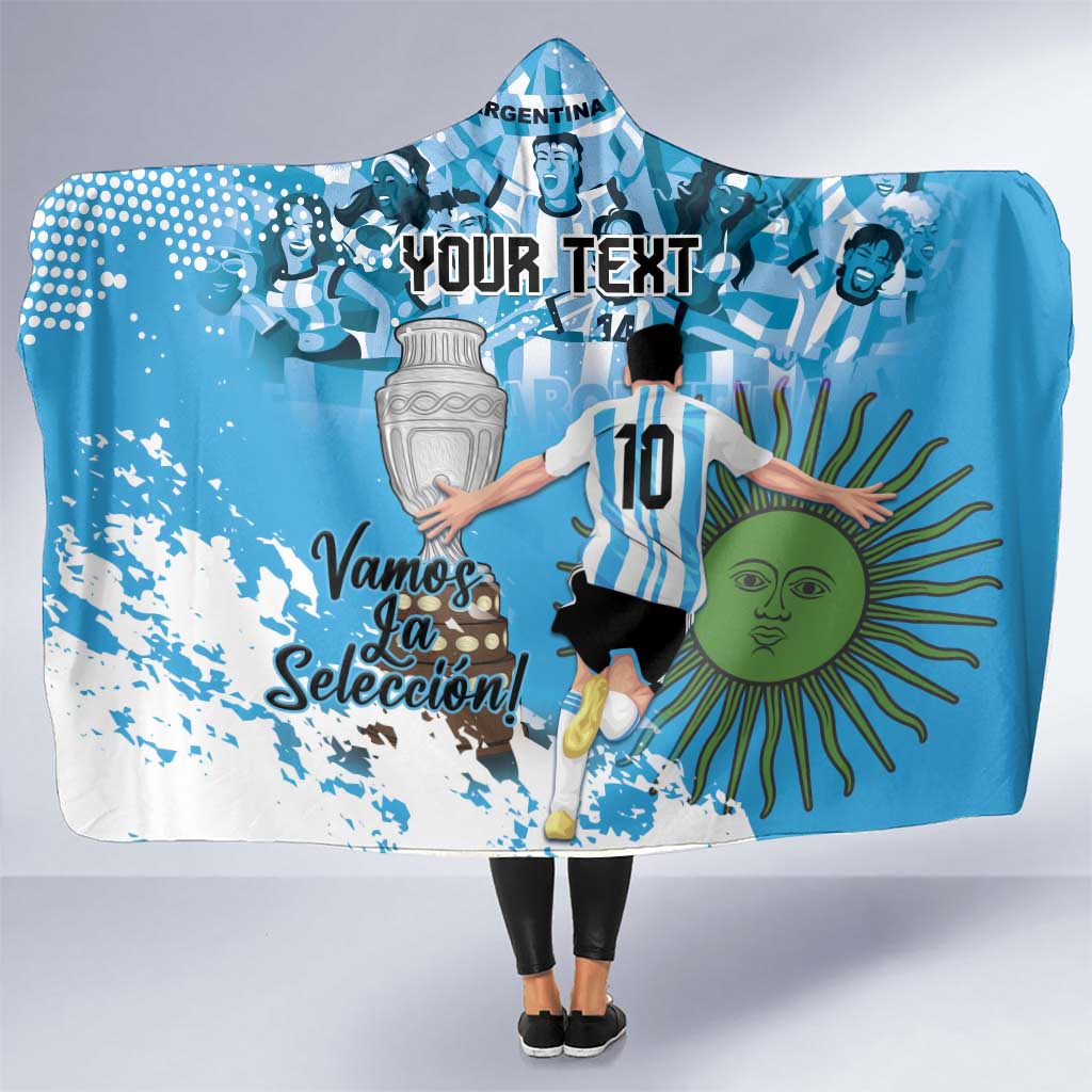 Custom Argentina Football 2024 Hooded Blanket Vamos La Seleccion We Are The Champions