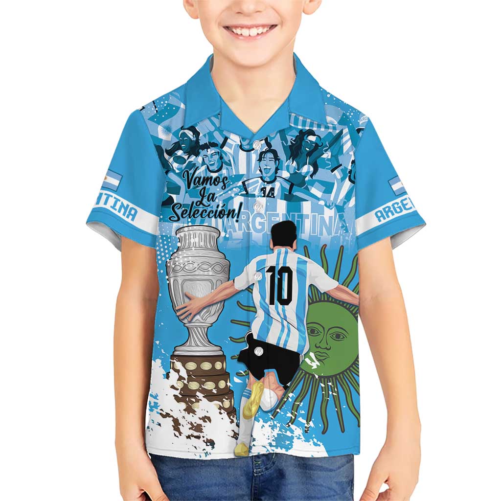 Custom Argentina Football 2024 Kid Hawaiian Shirt Vamos La Seleccion We Are The Champions - Wonder Print Shop