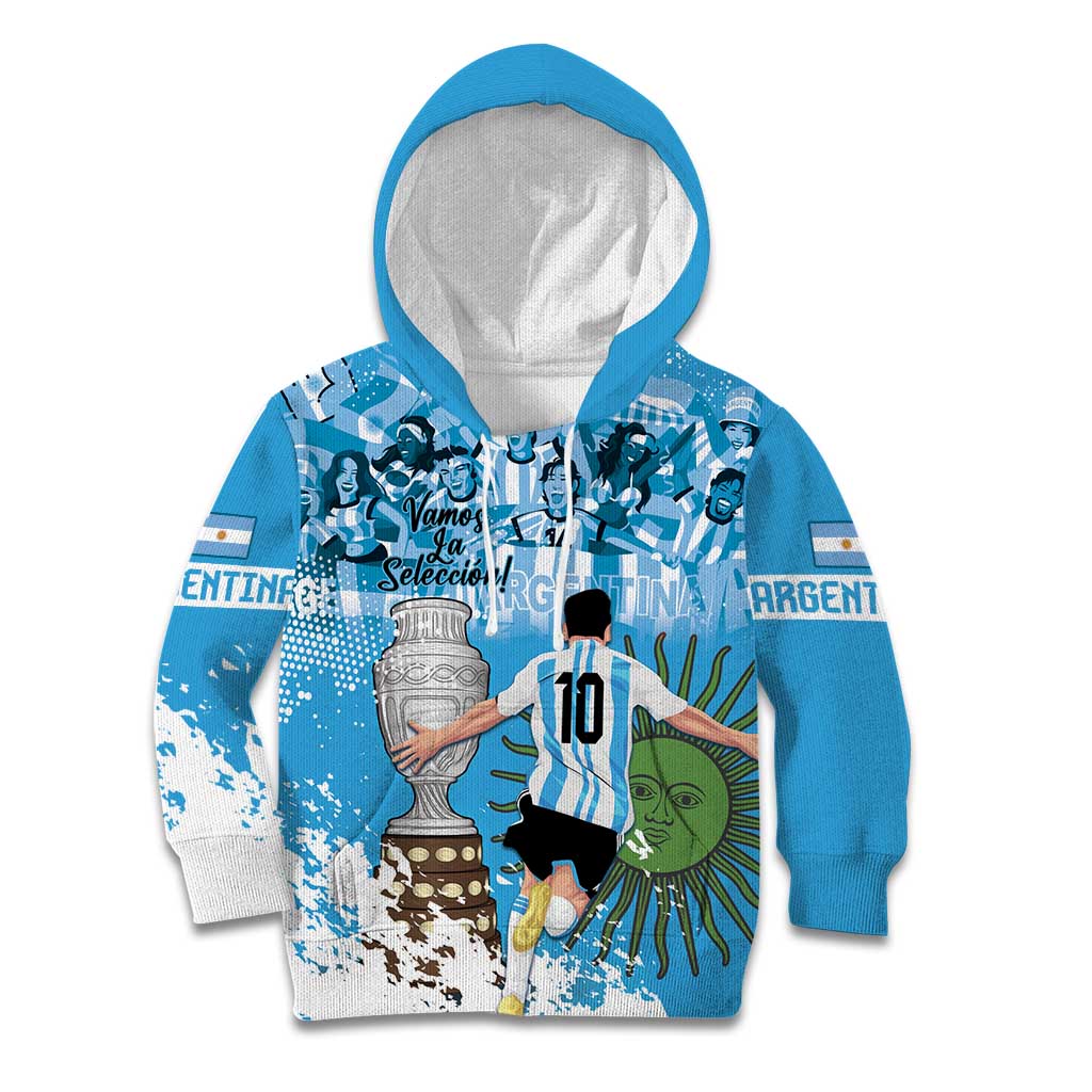 Custom Argentina Football 2024 Kid Hoodie Vamos La Seleccion We Are The Champions - Wonder Print Shop