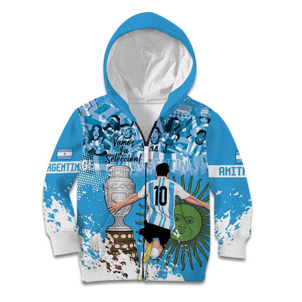 Custom Argentina Football 2024 Kid Hoodie Vamos La Seleccion We Are The Champions - Wonder Print Shop