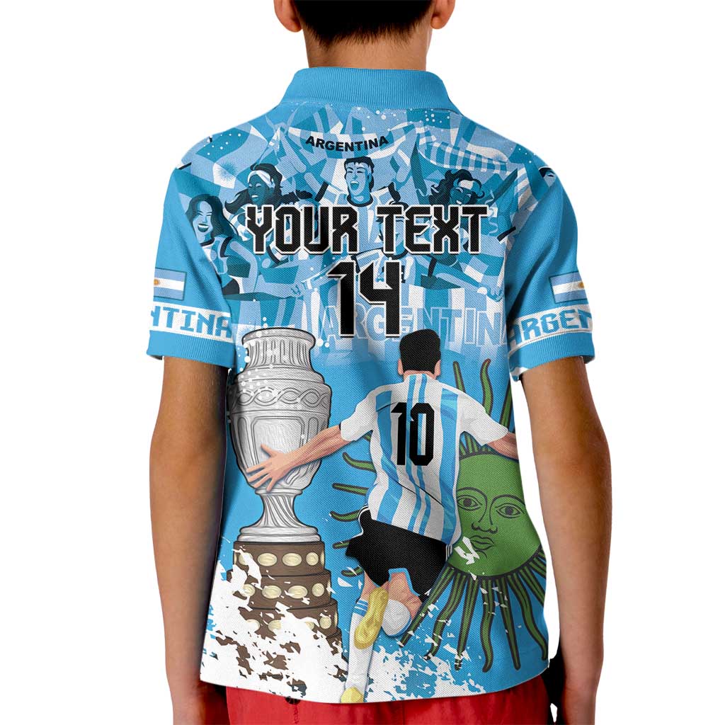 Custom Argentina Football 2024 Kid Polo Shirt Vamos La Seleccion We Are The Champions - Wonder Print Shop