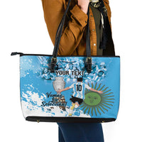 Custom Argentina Football 2024 Leather Tote Bag Vamos La Seleccion We Are The Champions - Wonder Print Shop