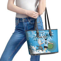 Custom Argentina Football 2024 Leather Tote Bag Vamos La Seleccion We Are The Champions - Wonder Print Shop