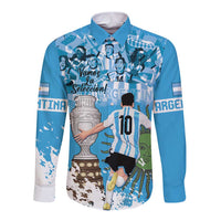 Custom Argentina Football 2024 Long Sleeve Button Shirt Vamos La Seleccion We Are The Champions - Wonder Print Shop