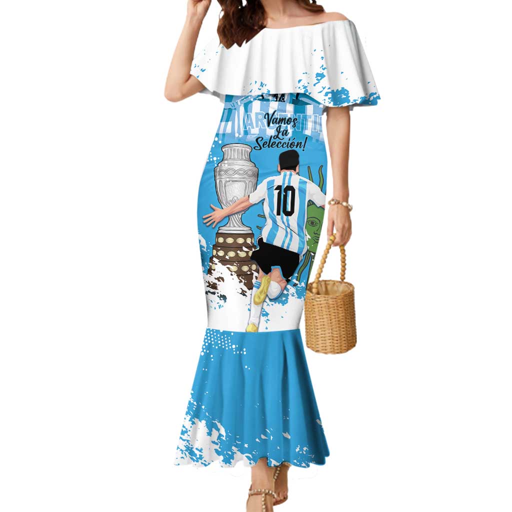 Custom Argentina Football 2024 Mermaid Dress Vamos La Seleccion We Are The Champions - Wonder Print Shop