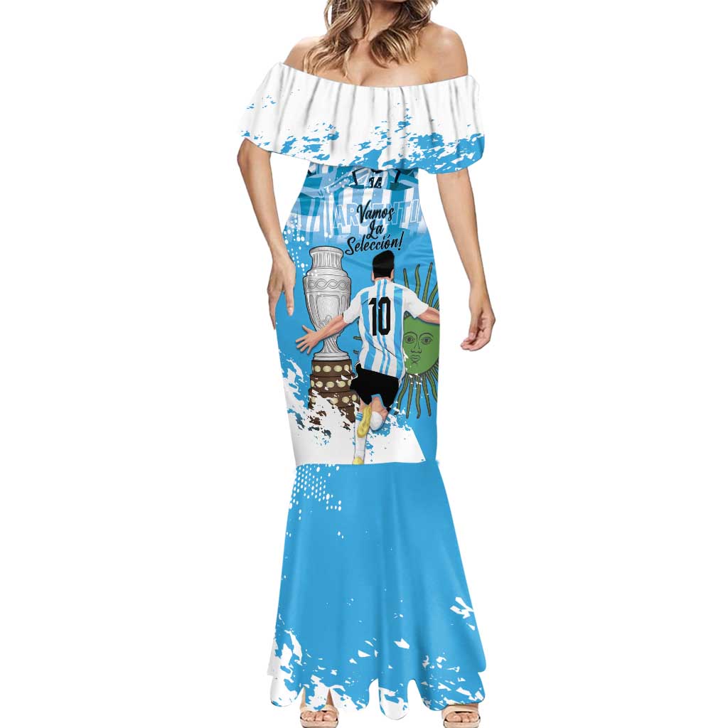 Custom Argentina Football 2024 Mermaid Dress Vamos La Seleccion We Are The Champions - Wonder Print Shop