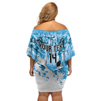 Custom Argentina Football 2024 Off Shoulder Short Dress Vamos La Seleccion We Are The Champions - Wonder Print Shop